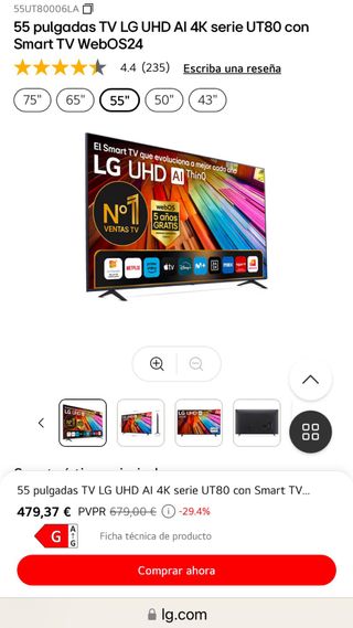 Televisor 55 pulgadas LG nuevo a estrenar