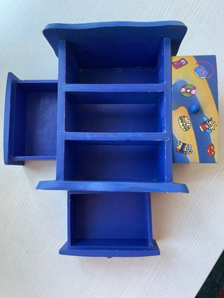 Joyero madera decoración azul