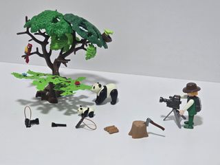 Playmobil safari,oso panda y cámara reportero