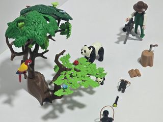 Playmobil safari,oso panda y cámara reportero