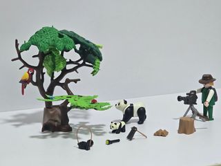 Playmobil safari,oso panda y cámara reportero