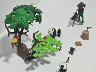 Playmobil safari,oso panda y cámara reportero