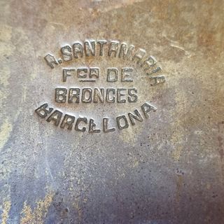 Antigua benditera en bronce y mármol  