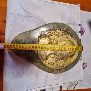 Antigua benditera en bronce y mármol  