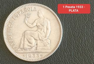 1 Peseta PLATA - 1933 - II República 