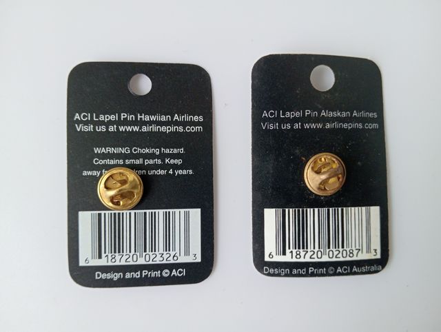 2 x Pins aviación (Hawiian & Alaskan Airlines)