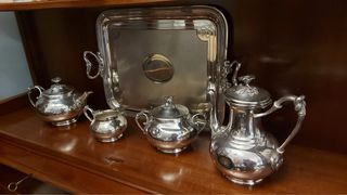 Juego de café bañado en plata 