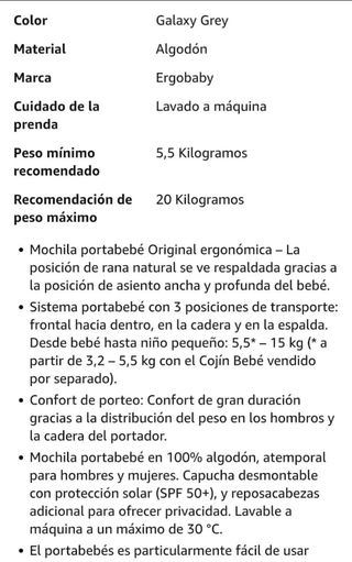 Ergobaby porta bebé, último precio 