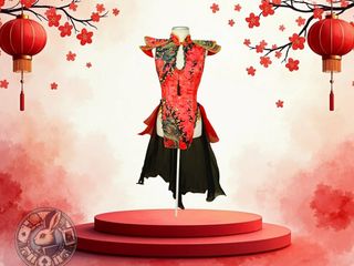 Vestido Estilo Chino  (XS-S) y Peluca Profesional