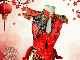 Vestido Estilo Chino  (XS-S) y Peluca Profesional