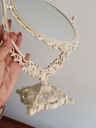 Espejo tocador maquillaje retro blanco vintage