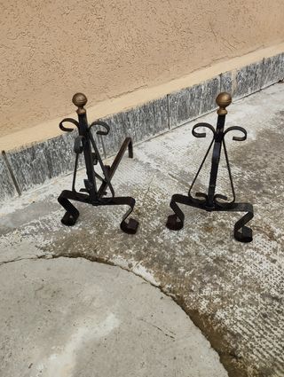 Coppia di alari vintage per camino