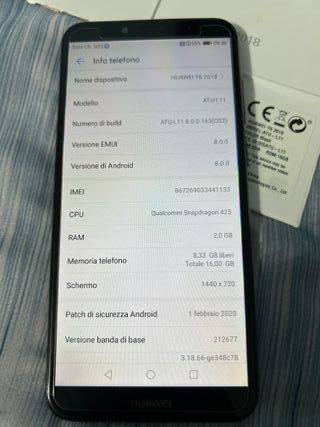 Huawei Y6 2018 - 2/16 Gb + Alimentatore
