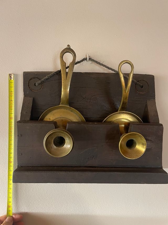 Portavelas latón con soporte pared