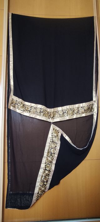 Bollywood conjunto blanco, negro y dorado