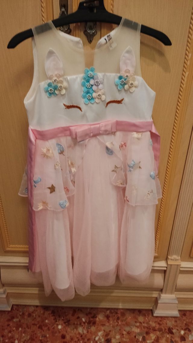 Disfraz unicornio, rosa encaje forrado