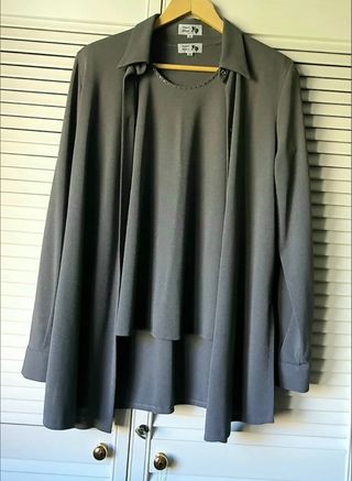 Traje señora gris, tres piezas