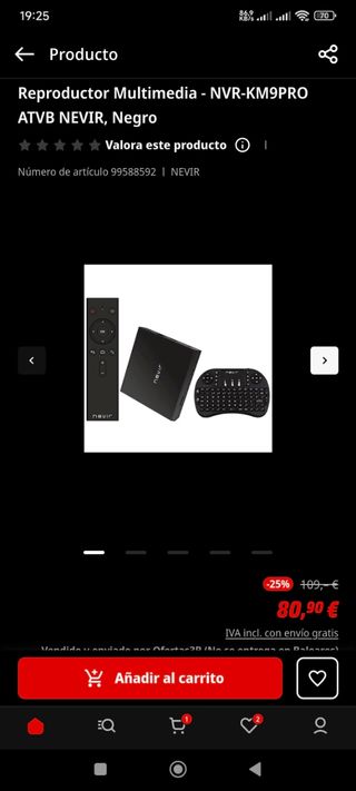 Caja android tv Nevir