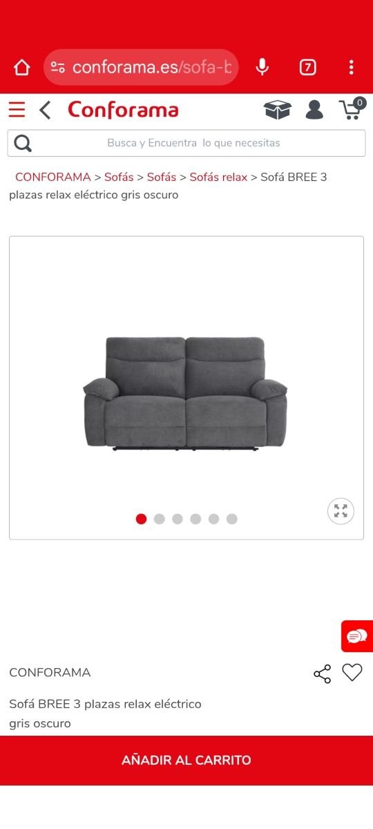 Sofá eléctrico reclinable conforama