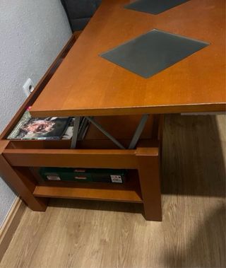 Mesa de centro elevable en madera