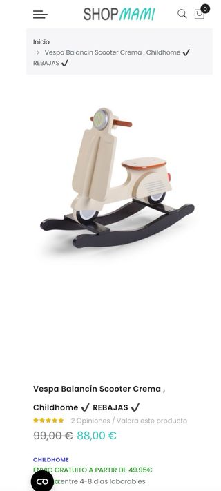 Moto Vespa Balancín infantil bebé madera