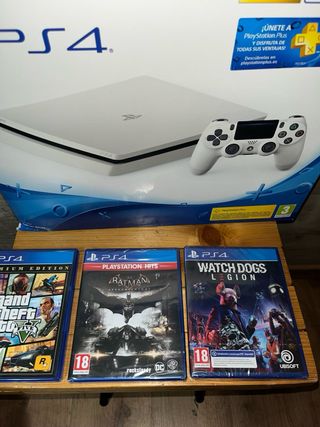 Play station slim 4 /2 mandos/ 3 juegos 