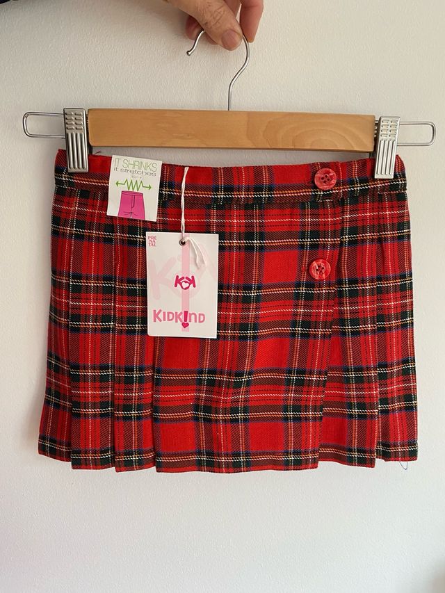 Falda niña cuadros roja