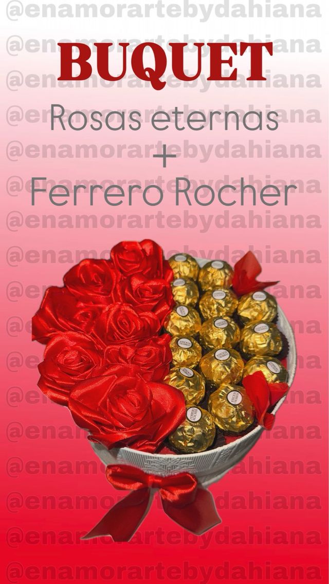 Buquet rosas eternas con ferrero