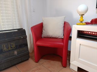 Sillónes contemporáneo rojo piel sintética 
