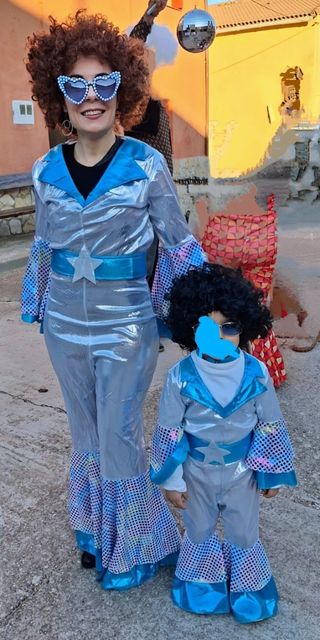 Disfraz disco Mujer, peluca y gafas
