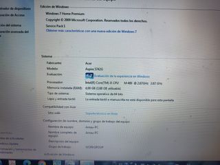 Portátil Acer RAM 4 Gb Windows 7