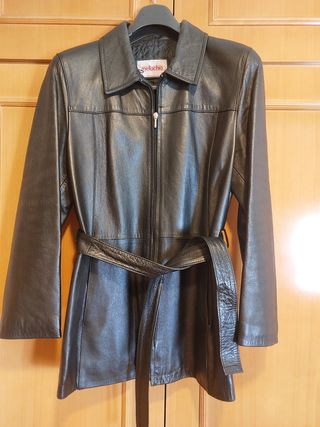 Chaqueton de cuero negro mujer