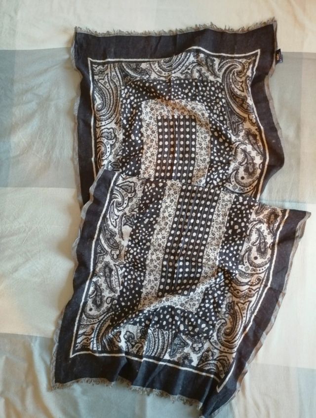 Sciarpa misto lana, nero e bianco