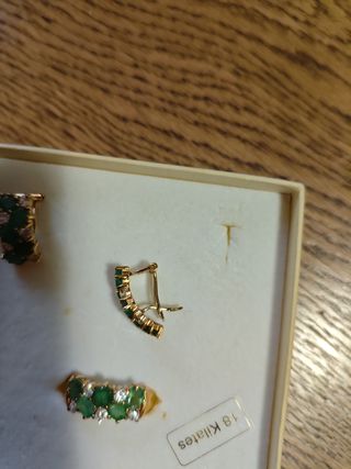 Juego anillo pendientes oro 18 kilates
