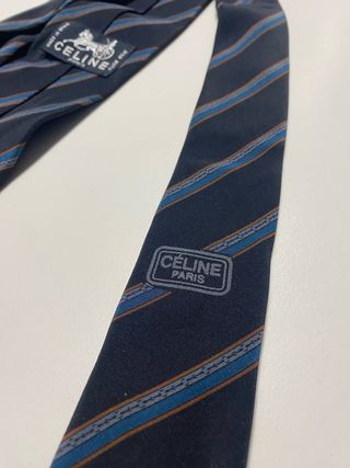 Corbata de Seda Celine Paris Azul Rayas