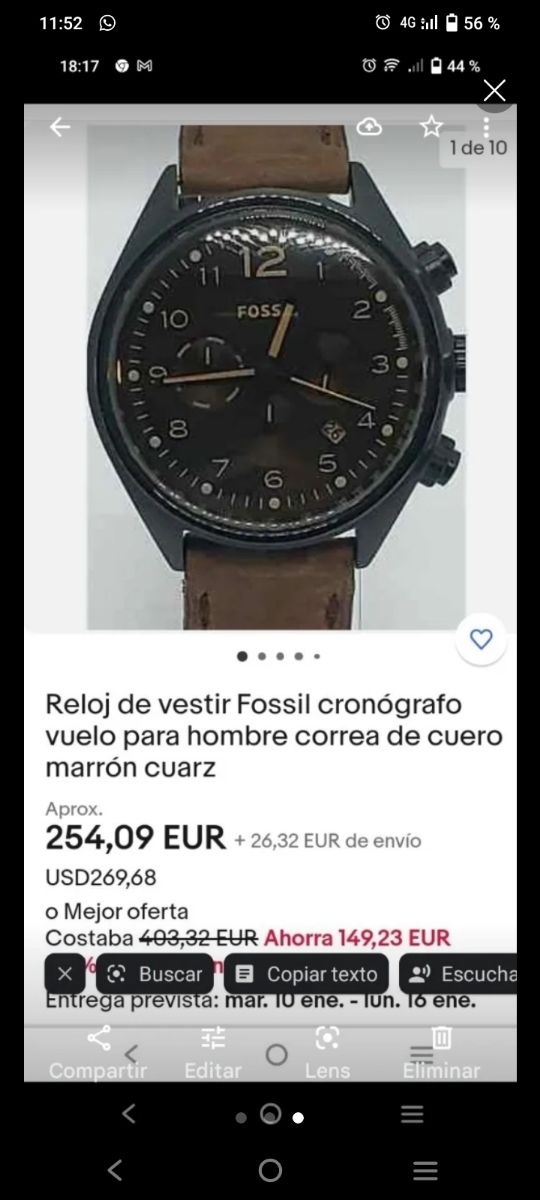 Reloj de lujo fóssil CH 2782 nuevo