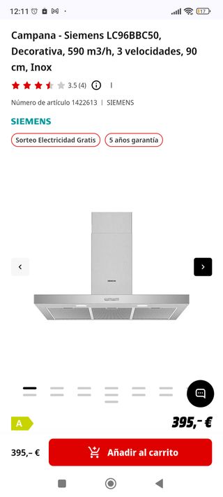Campana extractora Siemens 90 cm