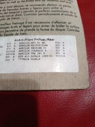 Pastiglie freni Aprilia beta atk