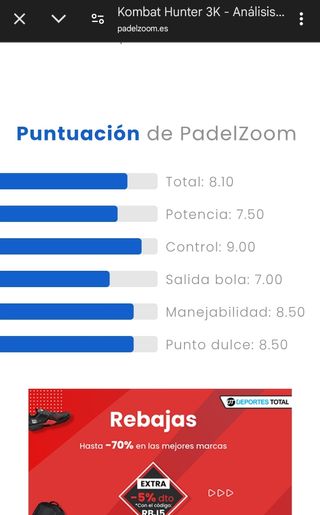 Pala de padel kombat Hunter 3k