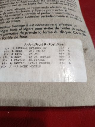 Pastiglie freni Benelli beta fantic