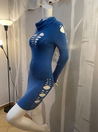 Abito blu sexy aderente taglia unica