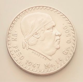 Bonito Peso Moleros Plata Mexico 1947