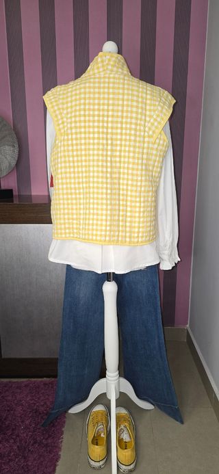 Chaleco cuadro vichy amarillo talla unic