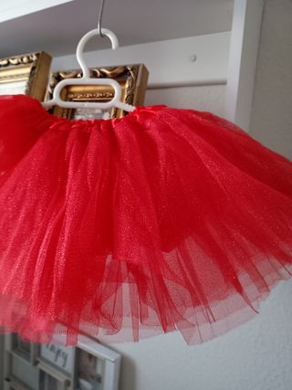 Falda de tul roja