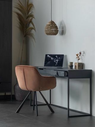 Consola estilo Mid Century en madera con 2 cajones