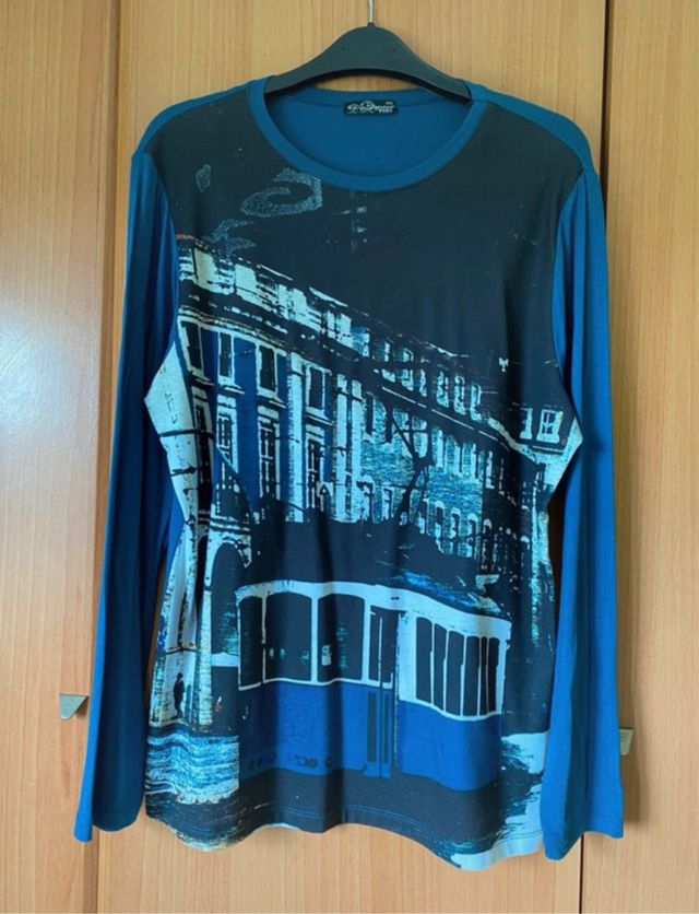 Jersey azul con estampado de foto