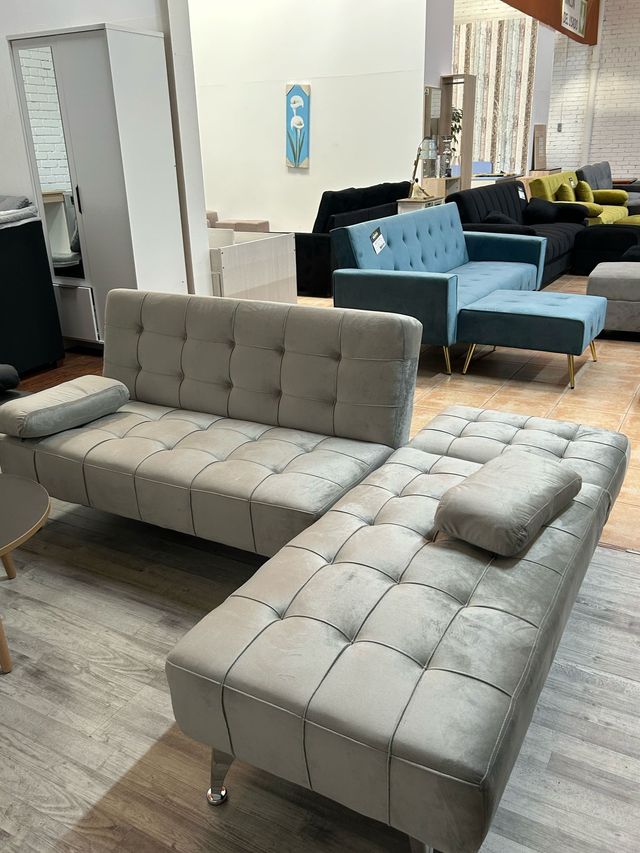 Sofa Chaise Longue Cama Nuevo + GRIS  !