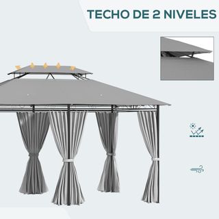 Cenador para Jardín 3x4 m Pérgola de Jardín
