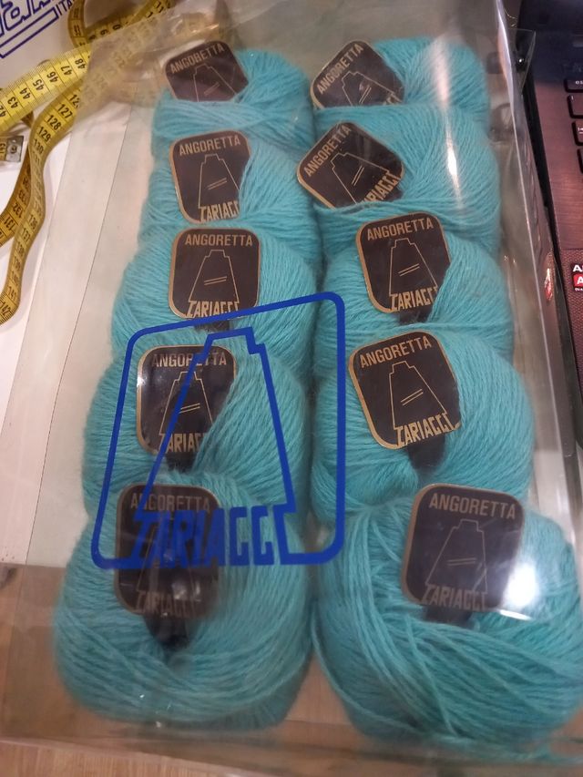 Lana angoretta 10 gomitoli Cariaggi  turchese mare