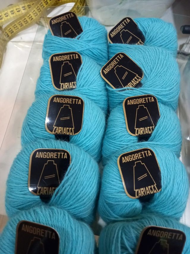 Lana angoretta 10 gomitoli Cariaggi  turchese mare